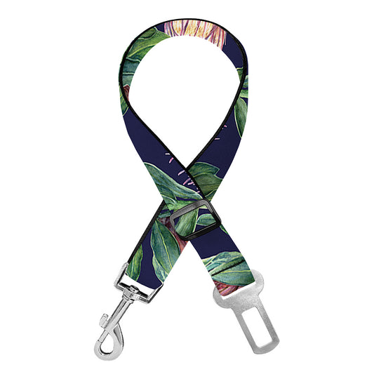 Watercolor Protea Pattern Print Dog Seat Belt
