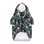 Watercolor Protea Pattern Print Dog Zip Up Hoodie