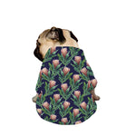Watercolor Protea Pattern Print Dog Zip Up Jacket