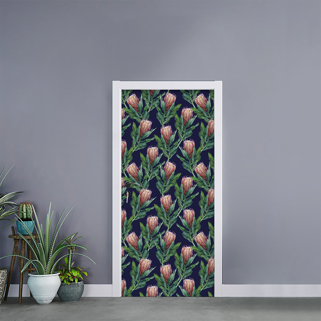 Watercolor Protea Pattern Print Door Sticker