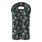 Watercolor Protea Pattern Print Double Neoprene Wine Tote