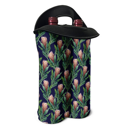 Watercolor Protea Pattern Print Double Neoprene Wine Tote
