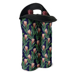 Watercolor Protea Pattern Print Double Neoprene Wine Tote