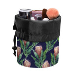 Watercolor Protea Pattern Print Drawstring Makeup Bag
