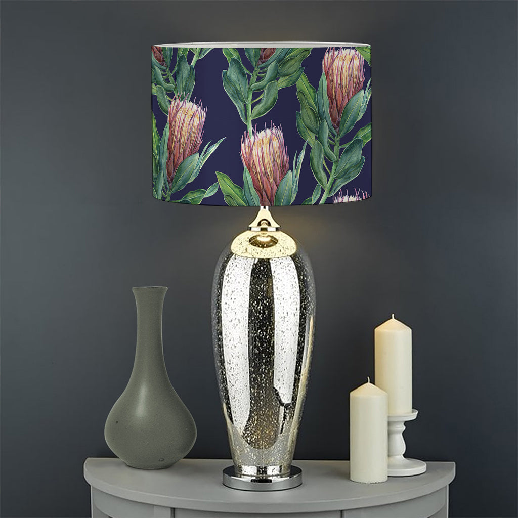 Watercolor Protea Pattern Print Drum Lamp Shade