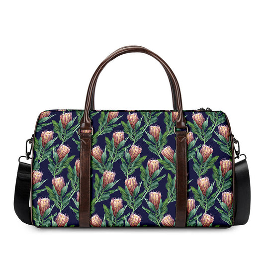 Watercolor Protea Pattern Print Duffle Bag