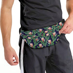 Watercolor Protea Pattern Print Fanny Pack