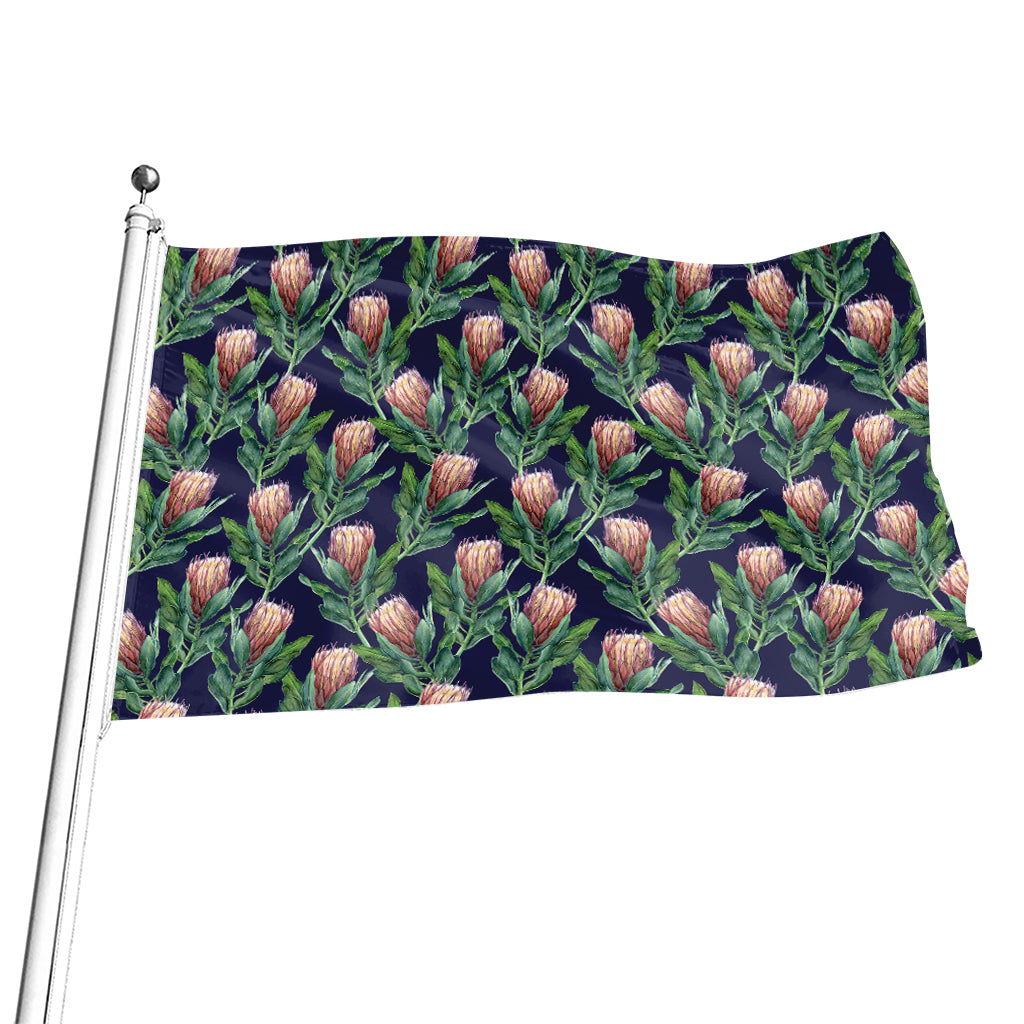 Watercolor Protea Pattern Print Flag