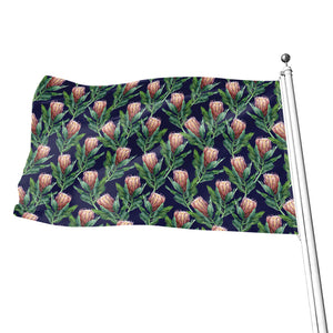 Watercolor Protea Pattern Print Flag