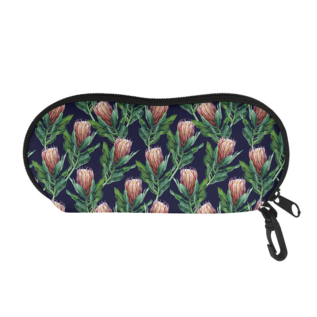 Watercolor Protea Pattern Print Glasses Case