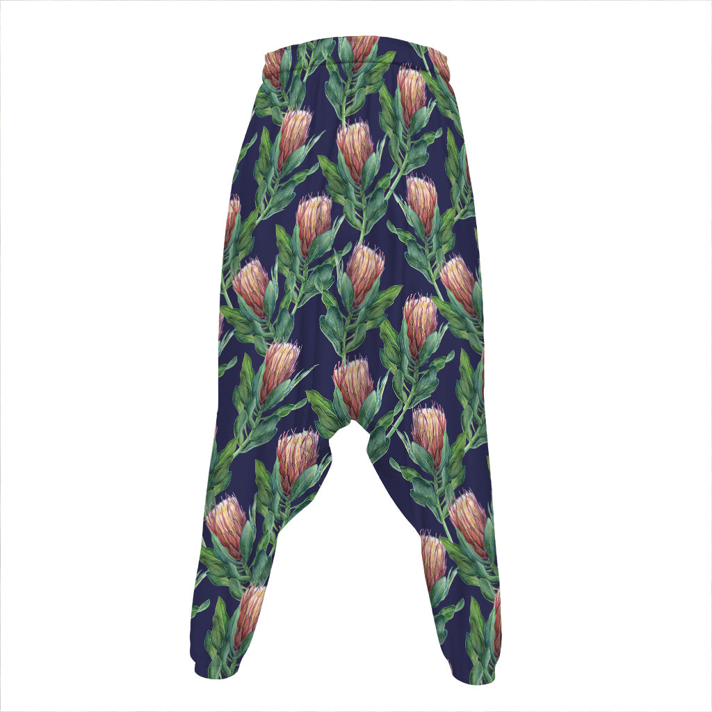 Watercolor Protea Pattern Print Hammer Pants