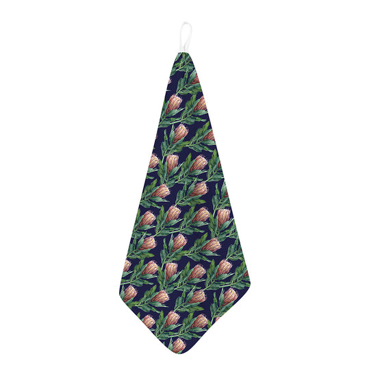 Watercolor Protea Pattern Print Hand Towel