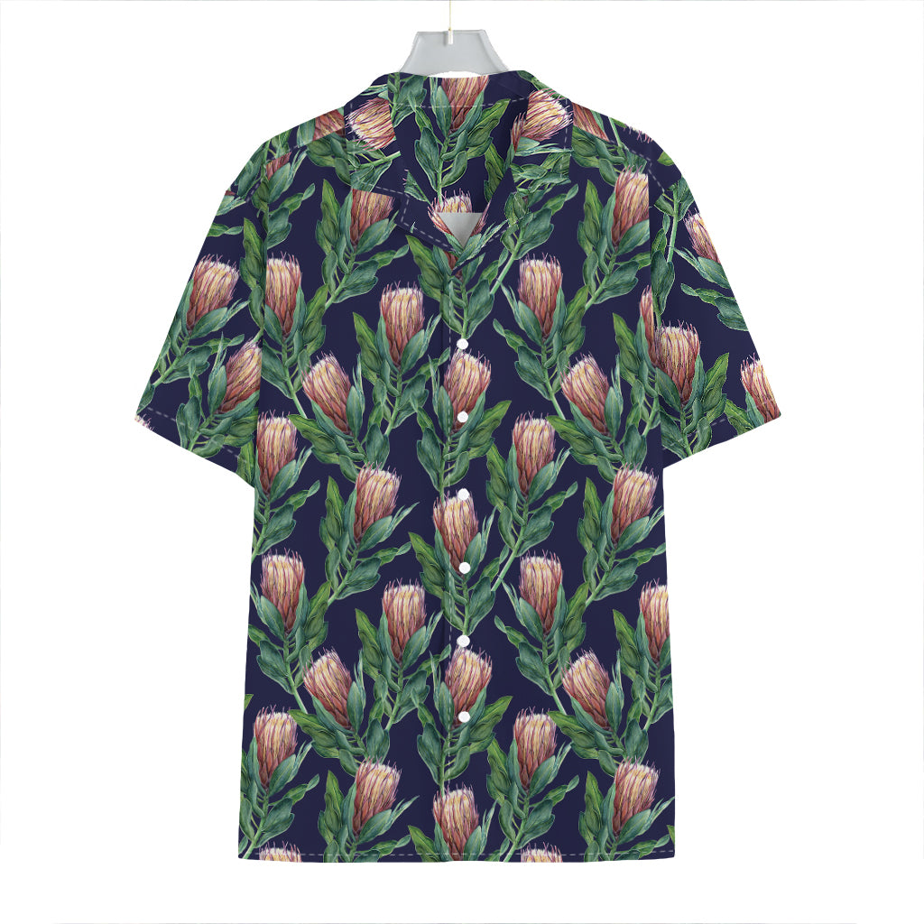 Watercolor Protea Pattern Print Hawaiian Shirt