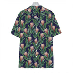 Watercolor Protea Pattern Print Hawaiian Shirt