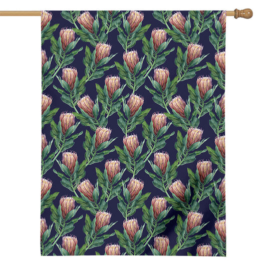Watercolor Protea Pattern Print House Flag