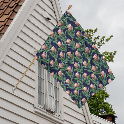 Watercolor Protea Pattern Print House Flag