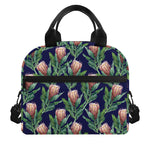 Watercolor Protea Pattern Print Insulated Lunch Bag