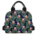 Watercolor Protea Pattern Print Insulated Lunch Bag