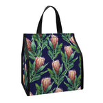 Watercolor Protea Pattern Print Insulated Lunch Tote