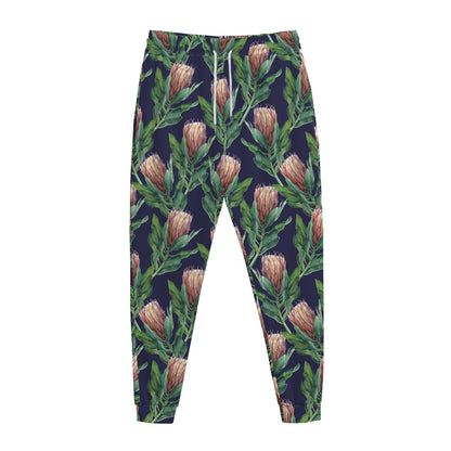 Watercolor Protea Pattern Print Jogger Pants