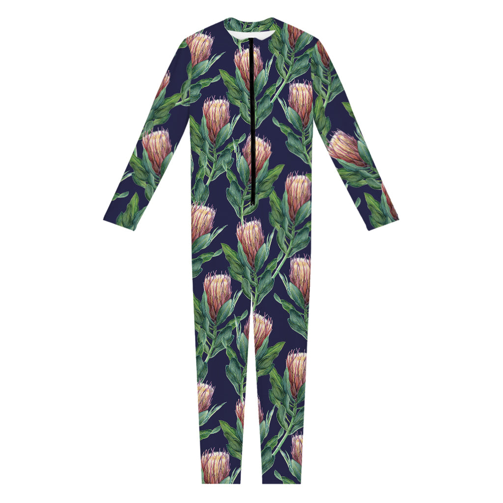 Watercolor Protea Pattern Print Jumpsuit