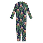 Watercolor Protea Pattern Print Jumpsuit