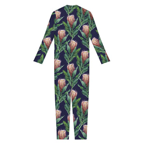 Watercolor Protea Pattern Print Jumpsuit