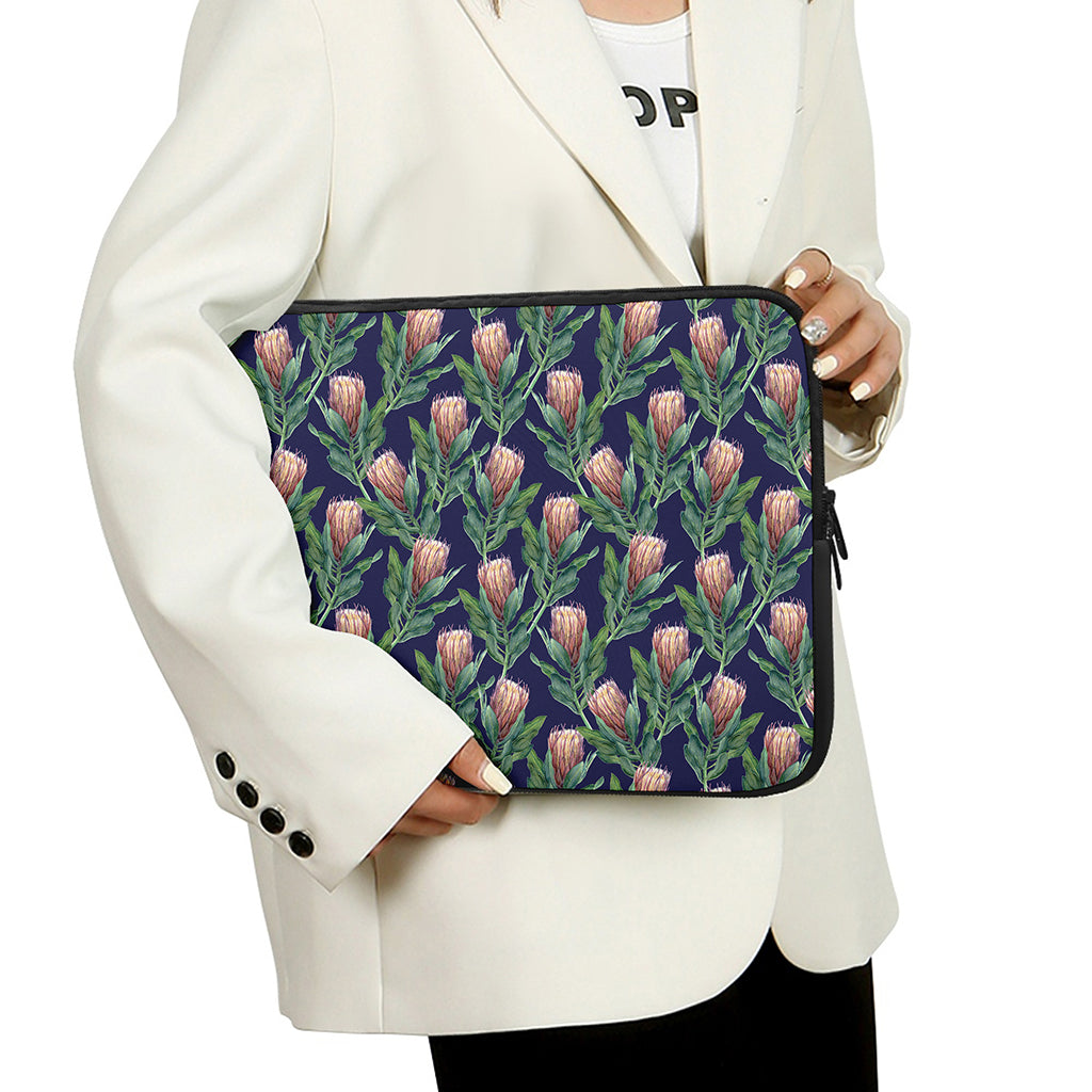 Watercolor Protea Pattern Print Laptop Sleeve