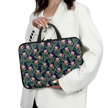 Watercolor Protea Pattern Print Laptop Sleeve With Handle