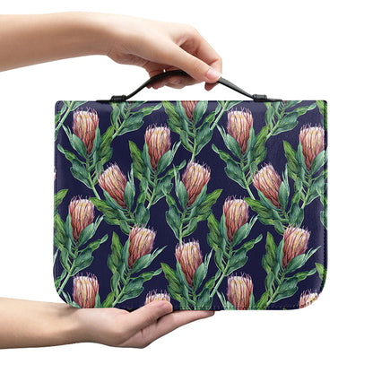 Watercolor Protea Pattern Print Leather Bible Cover