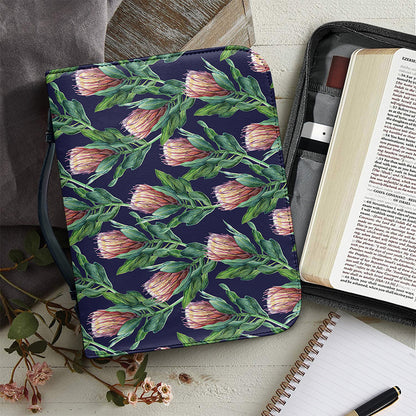 Watercolor Protea Pattern Print Leather Bible Cover