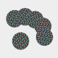 Watercolor Protea Pattern Print Leather Coaster Set