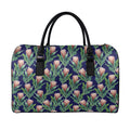 Watercolor Protea Pattern Print Leather Duffel Bag