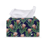 Watercolor Protea Pattern Print Leather Tissue Box Cover