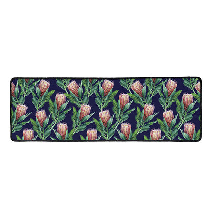 Watercolor Protea Pattern Print Long Kitchen Mat