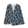 Watercolor Protea Pattern Print Long Sleeve Short Coat