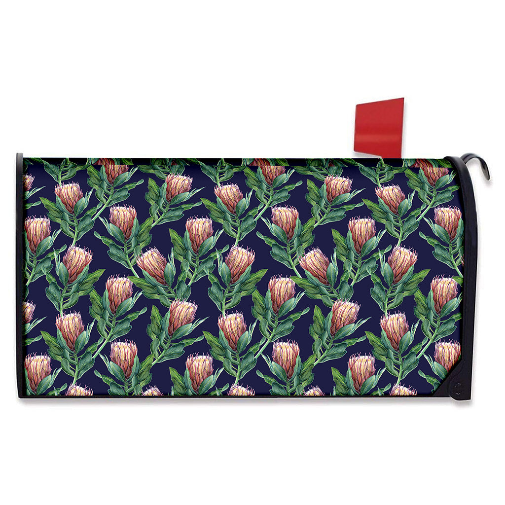 Watercolor Protea Pattern Print Mailbox Cover