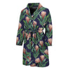 Watercolor Protea Pattern Print Men's Bathrobe