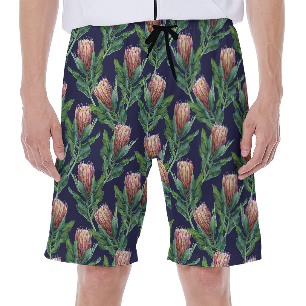 Watercolor Protea Pattern Print Men's Beach Shorts