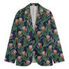 Watercolor Protea Pattern Print Men's Blazer