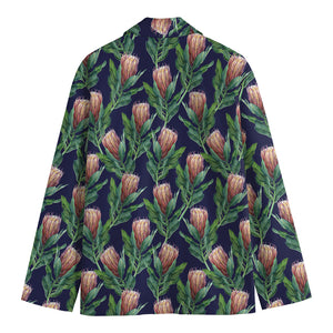 Watercolor Protea Pattern Print Men's Blazer