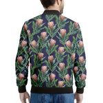 Watercolor Protea Pattern Print Men's Bomber Jacket