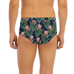 Watercolor Protea Pattern Print Men's Briefs
