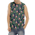 Watercolor Protea Pattern Print Men's Fitness Tank Top