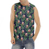 Watercolor Protea Pattern Print Men's Fitness Tank Top