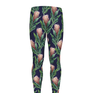 Watercolor Protea Pattern Print Men's leggings