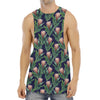 Watercolor Protea Pattern Print Men's Muscle Tank Top