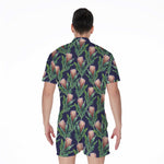 Watercolor Protea Pattern Print Men's Rompers