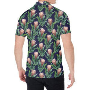 Watercolor Protea Pattern Print Men's Shirt
