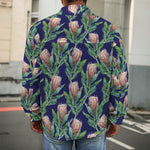 Watercolor Protea Pattern Print Men's Shirt Jacket